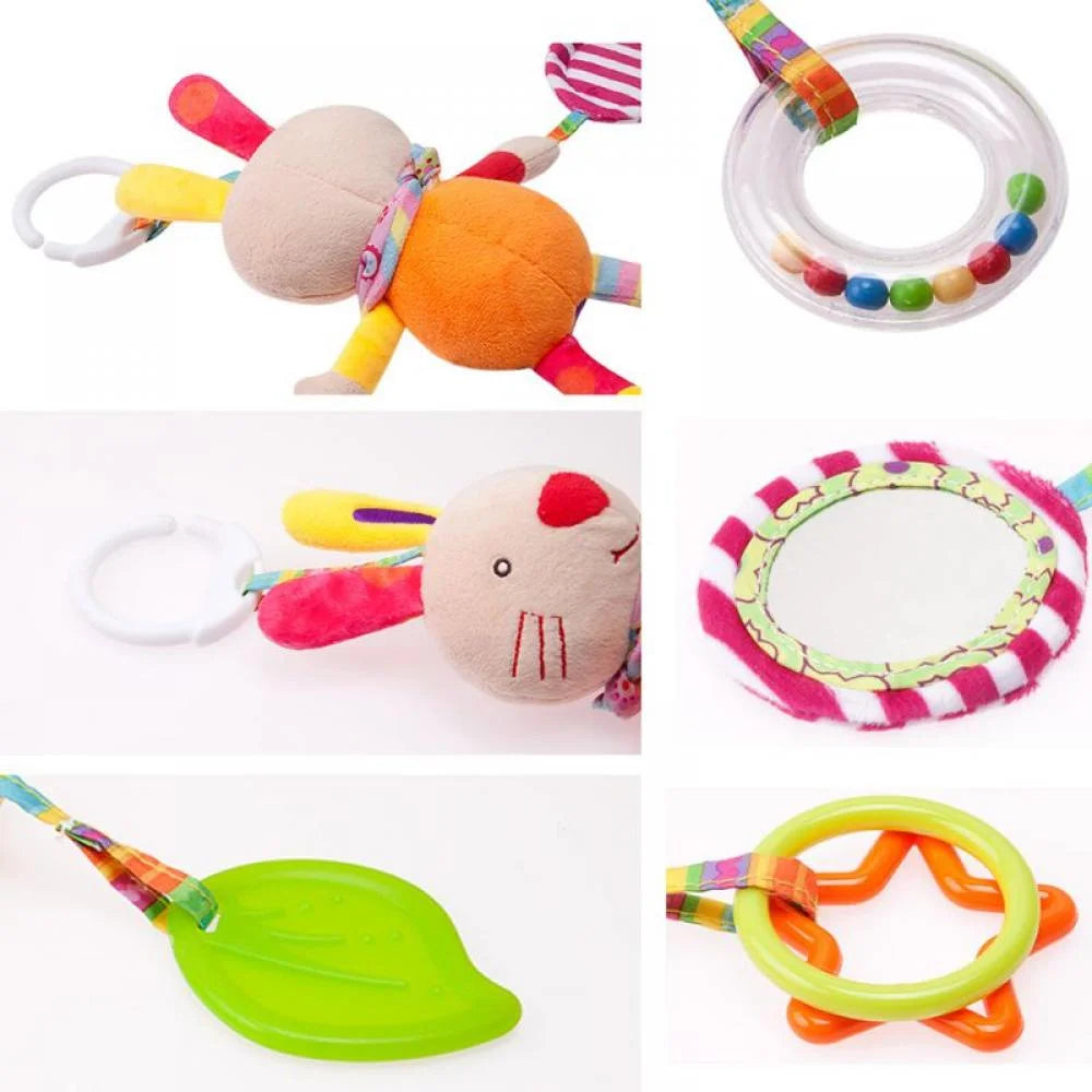 Baby Hanging Rattles Toys, Newborn Crib Toys Car Seat Stroller Toys for Infant, Animal Bell Soft Baby Sensory Rattles Toys for Babies Boys and Girls 3 to 12 Months