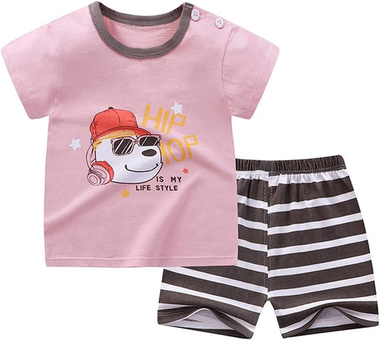 Baby Boy Clothes Tops Shorts Outfits Set Toddler Boy Clothes Cartoon Baby Boy'S Clothing Cotton Baby Clothes Baby Boy Clothes 18-24 Months Pink B68