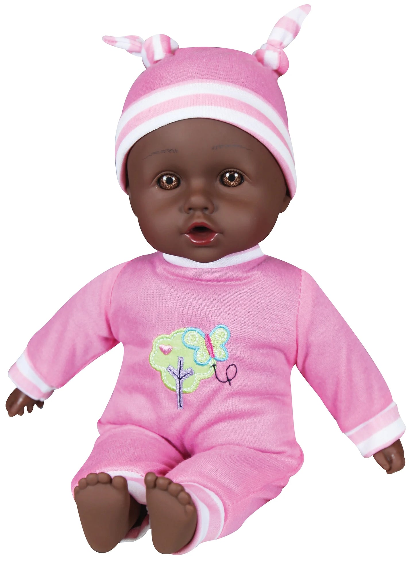 Deluxe Doll Pram with 13" African American Baby Doll Accessories, Pink