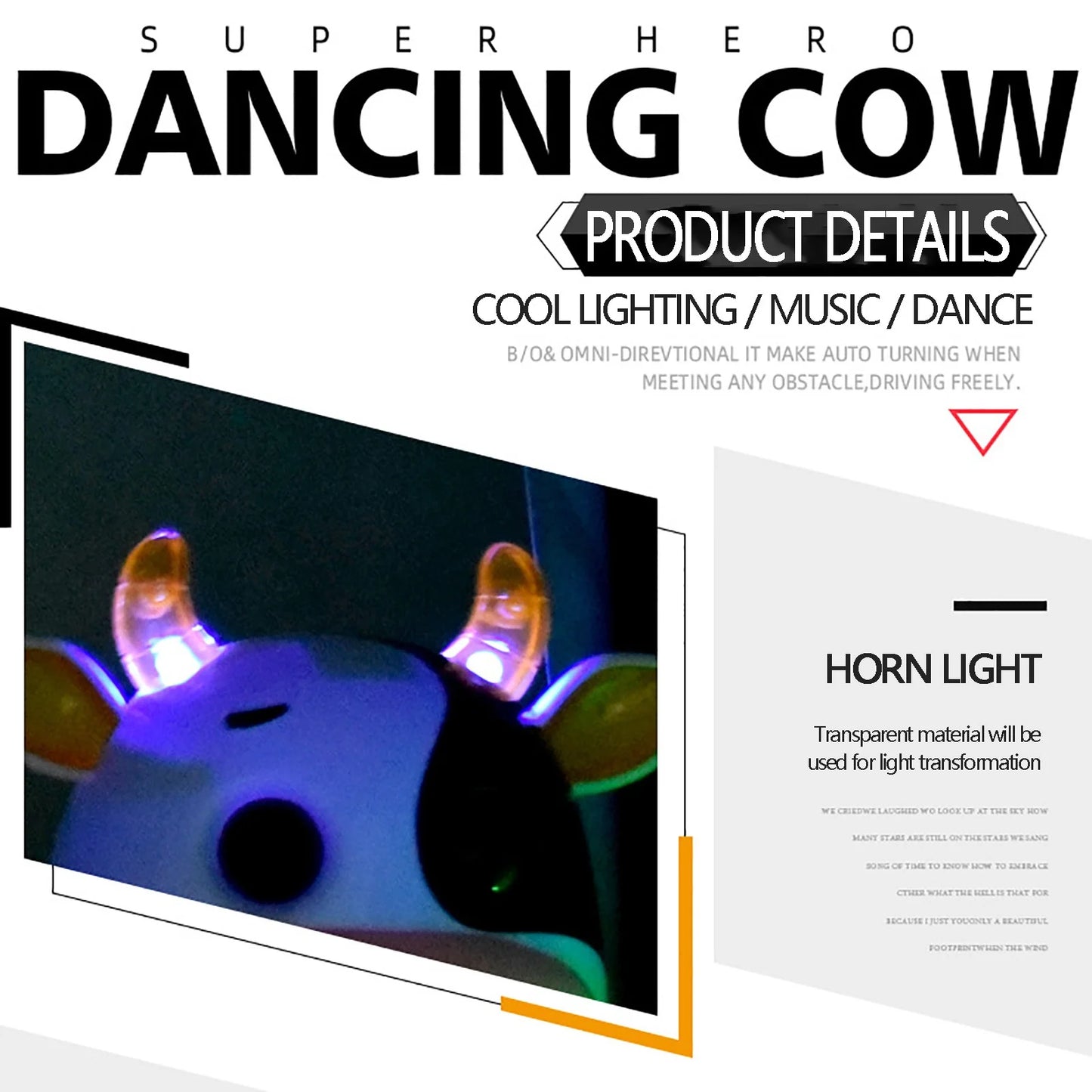 Dancing Cow Robot Toy with Light and Sound Guide Baby Crawling Educational Toy