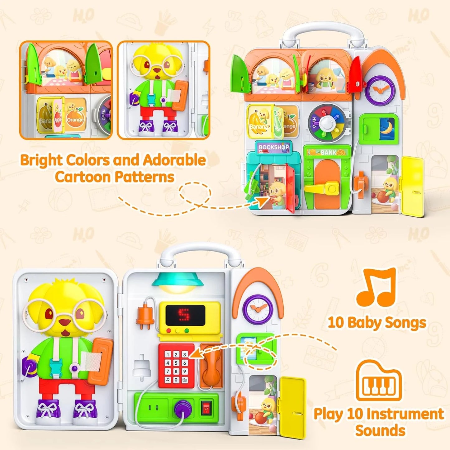 Montessori Toys for 1-3 Year Old Baby, Bilingual Busy Board for Toddlers 1-3, Educational Toddlers Toys for Ages 0-3, Birthday Gifts for 1+ Year Old, Developmental Baby Toy 12-36 Months