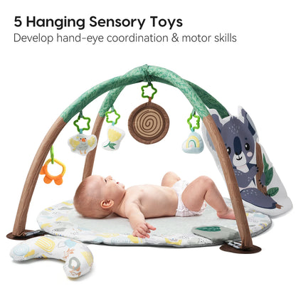 4-In-1 Baby Play Gym, Activity Gym Ball Pit with Detachable Anti-Slip Thickening Tummy Time Mat with Sensory Toys for Newborn Infant Toddler to Develop Motor and Cognition