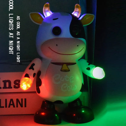 Dancing Cow Robot Toy with Light and Sound Guide Baby Crawling Educational Toy