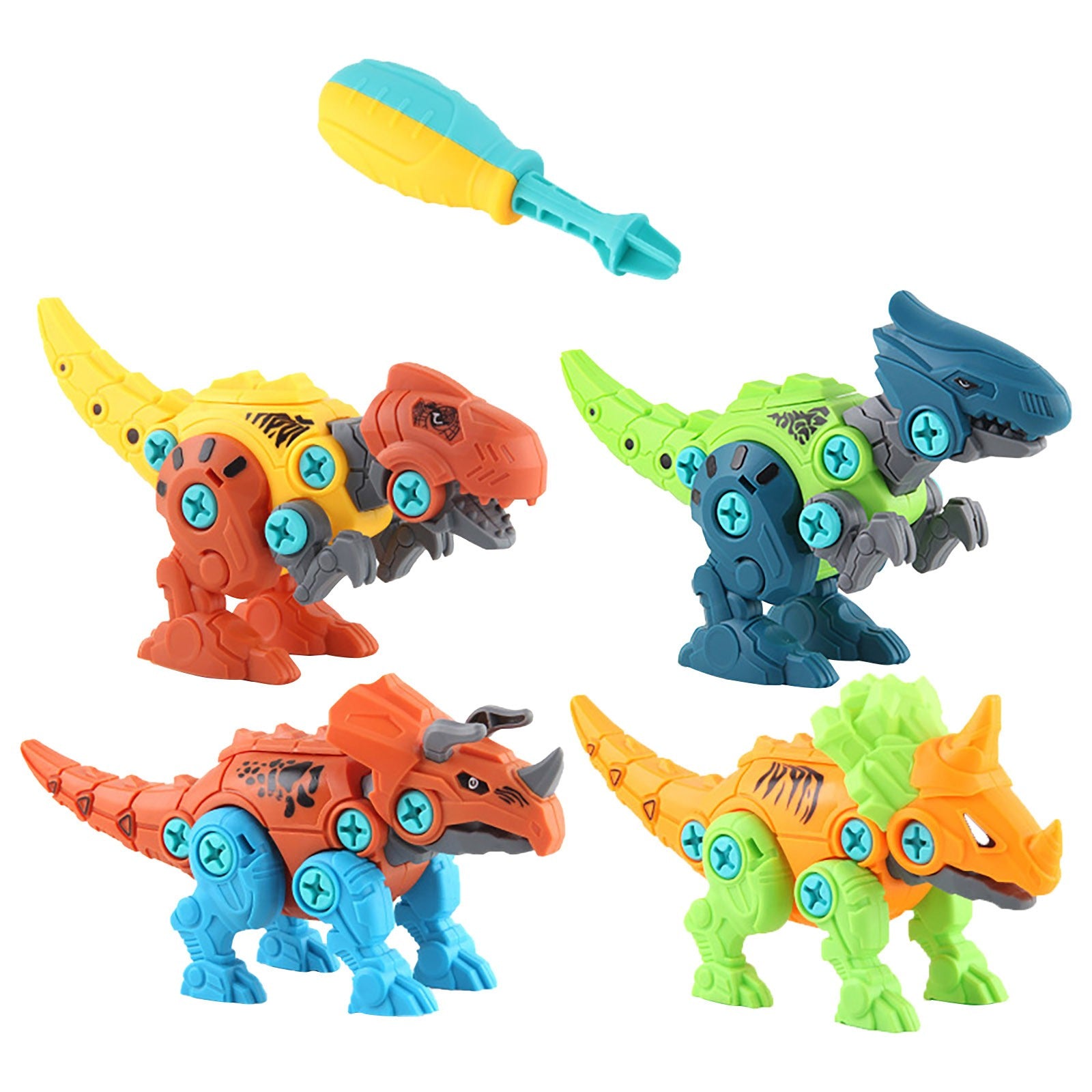 Take Apart Dinosaur Toys for Boys Building Play Kit with Screwdrivers DIY Construction Engineering Set and Learning for Kids 4 Dinosaurs Easter Christmas Birthday Gifts