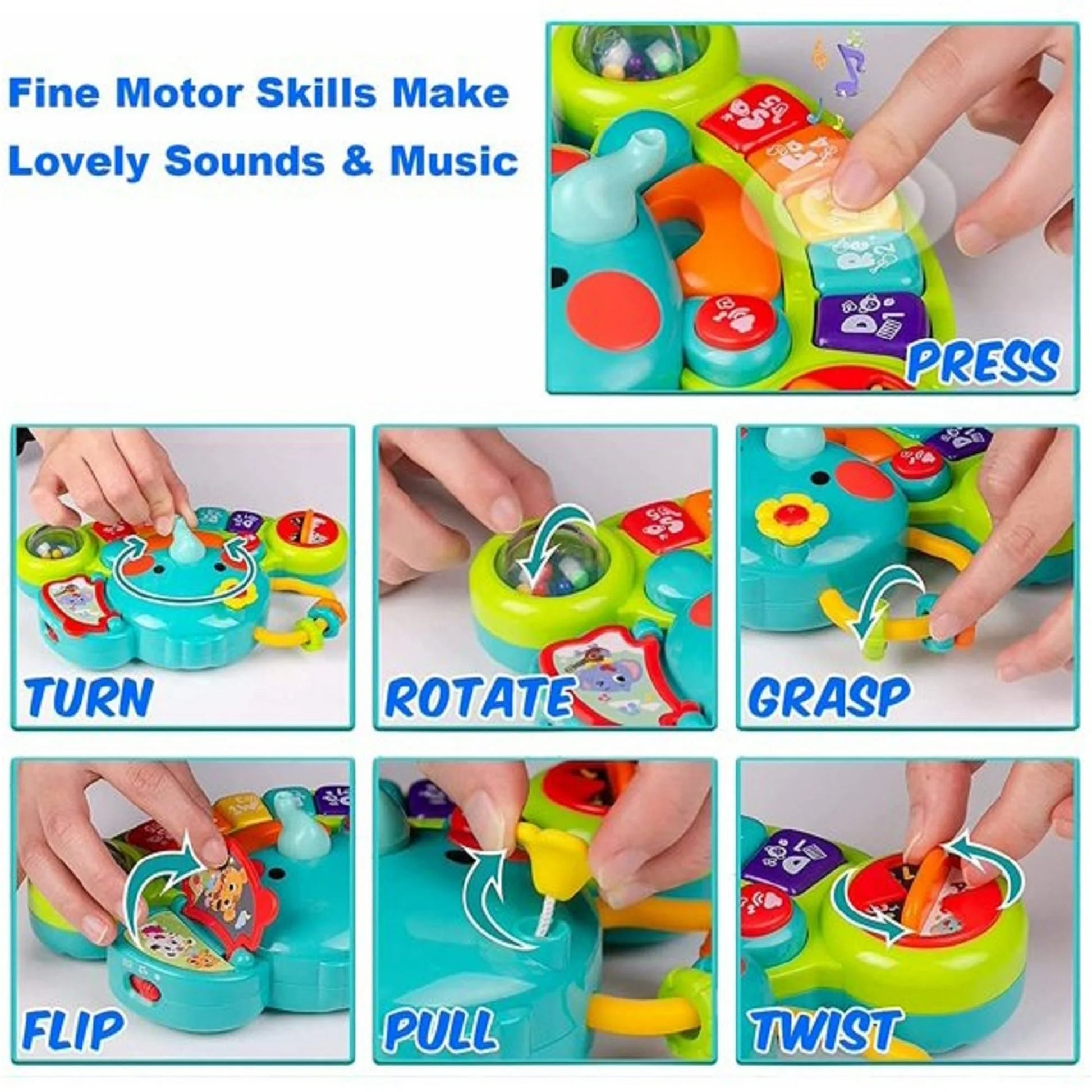 Baby Toys 6 to 12 Months, 6 Month Old Baby Toys 0-6 Months Infant Toys 6-12 Months Elephant Musical Light up Baby Piano Toy 9 12 18 Month Old Baby Toys