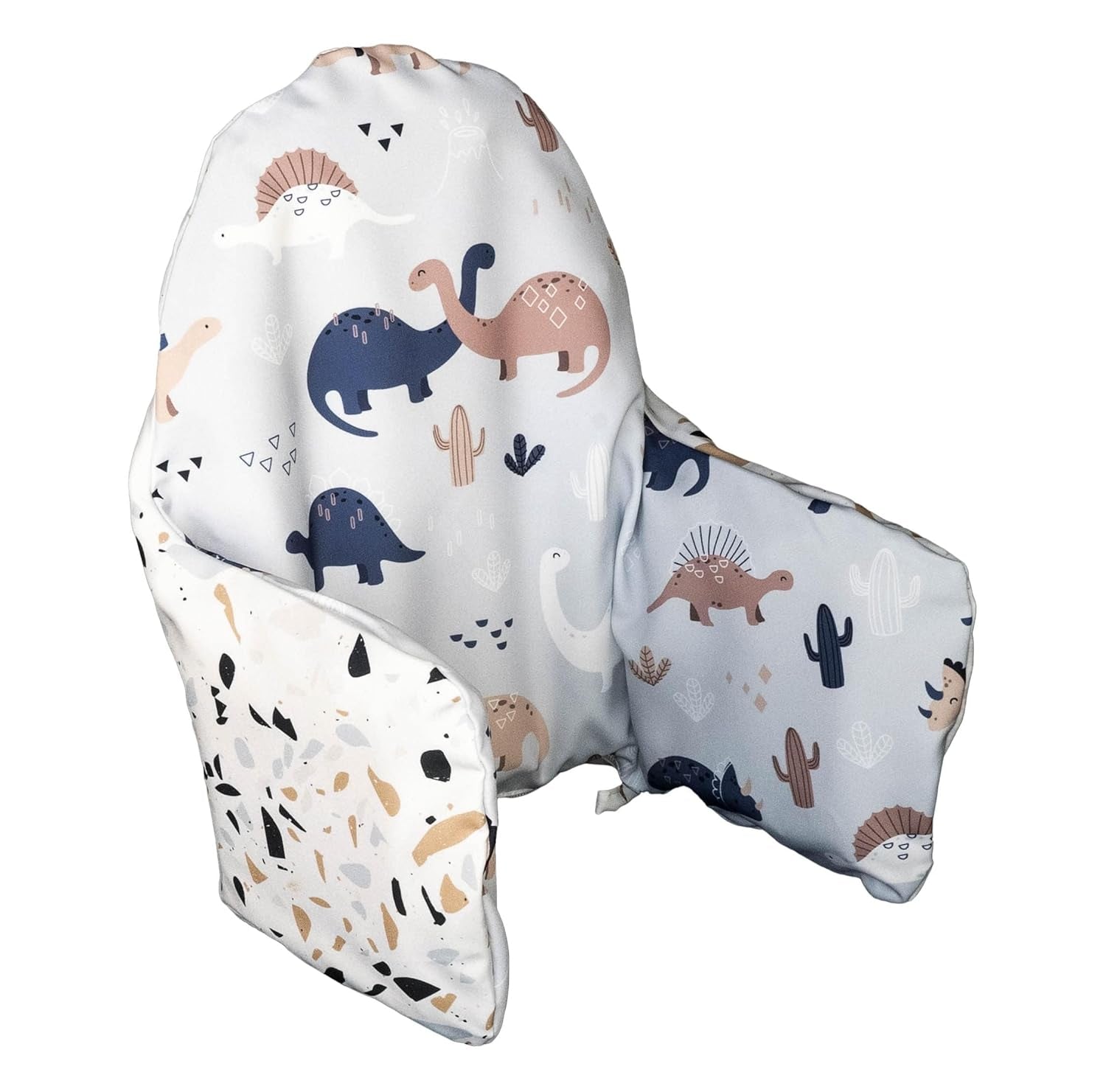 Premium High Chair Cushion Cover | Compatible with IKEA High Chair Accessories for Antilop Highchair | Reversible | Soft, Durable, Parent & Baby Approved for Baby High Chair (Terrazzo/Dinos)