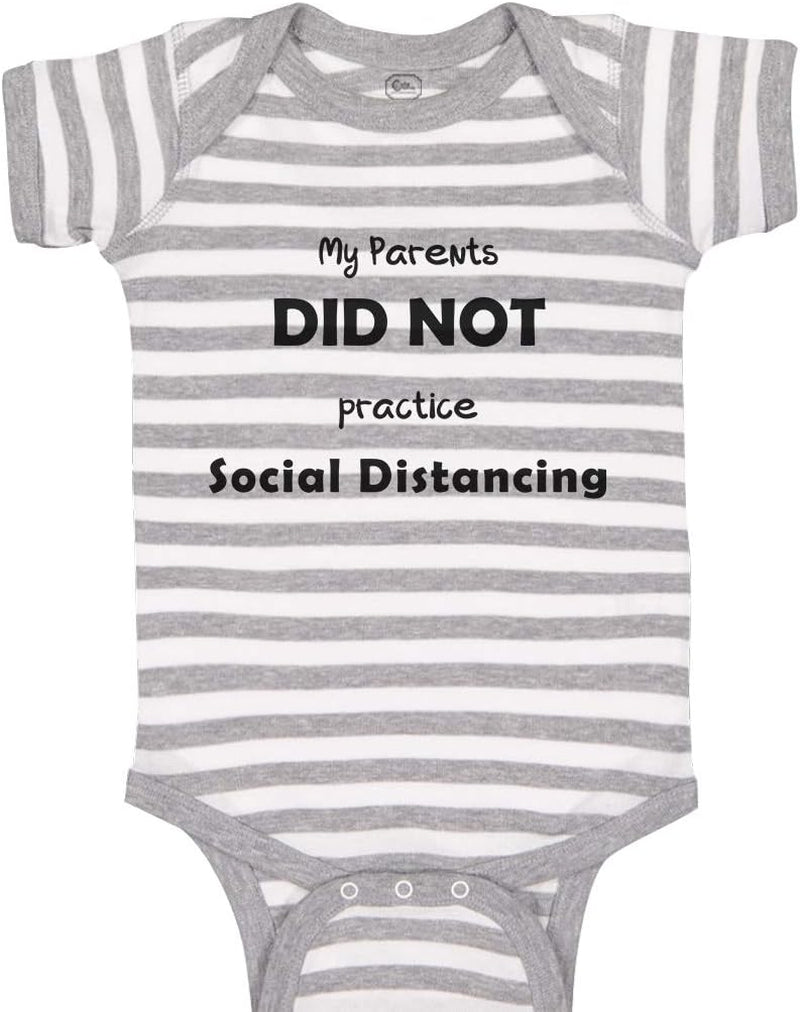 Baby Bodysuit My Parents Did Not Practice Social Distancing Quarantine Funny Cotton Boy & Girl Clothes Stripes Gray White Newborn