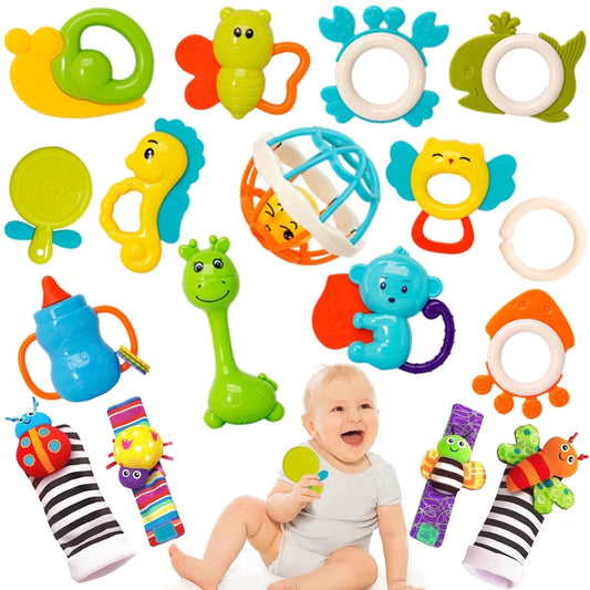 Baby Toys 0-6 Months, 17 Pcs Baby Rattles Toys Teething Toys for Babies 0-3-6-12-18 Months, Early Development Learning Toy Newborn Toy Baby Boy Girl Birthday Gifts