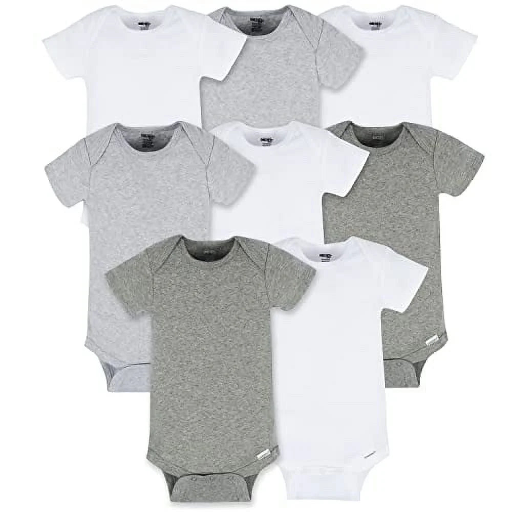 Brand Gender Neutral Short Sleeve Bodysuits, 8-Pack, Sizes Newborn - 12 Months