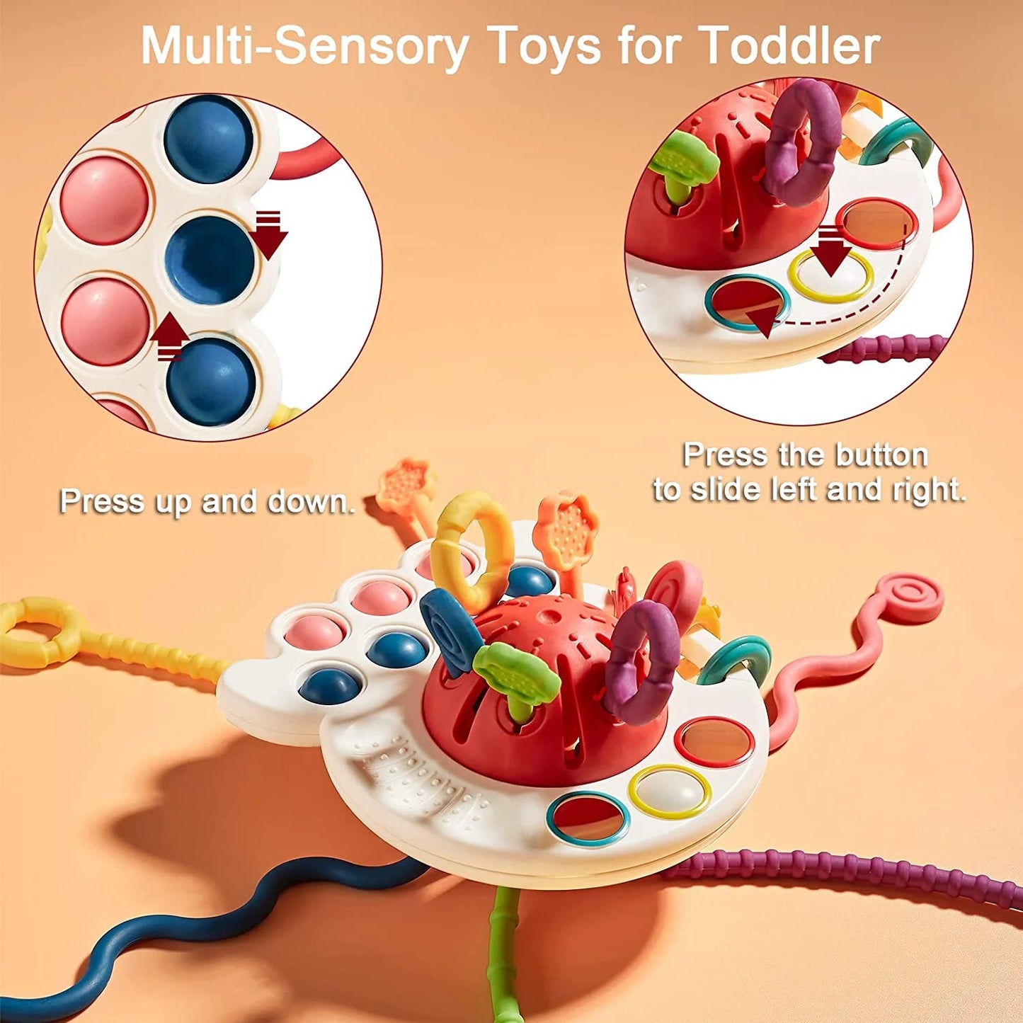 Baby Toys 6-12 Months,Pull String Teething Sensory Toys for 1 Year Old Christmas Gifts