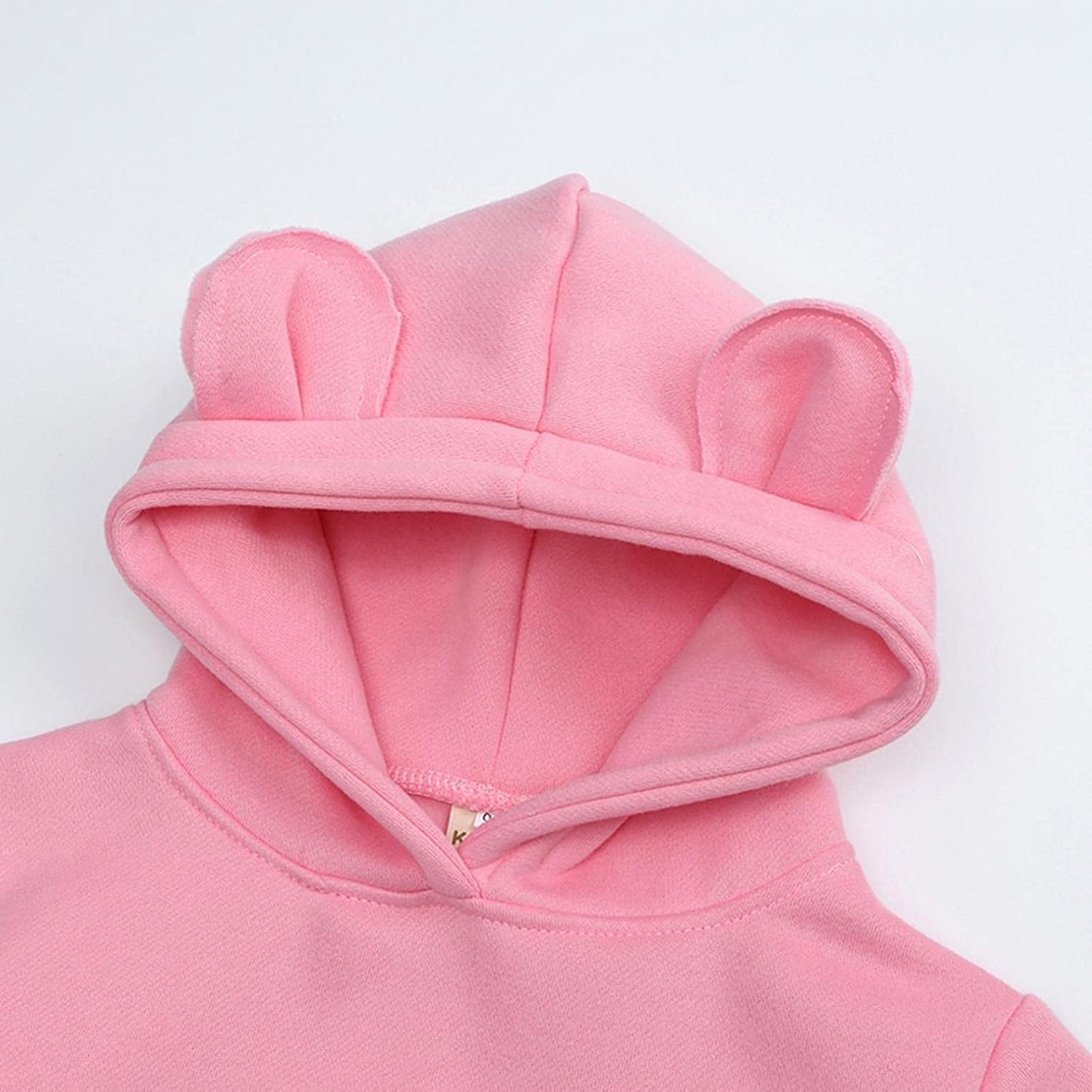 Toddler Baby Girls Boys Cartoon Sweatshirt Casual Pullover Cute Ear Solid Hoodie Sweatshirt Top Cotton Blouse Clothes Hot Pink