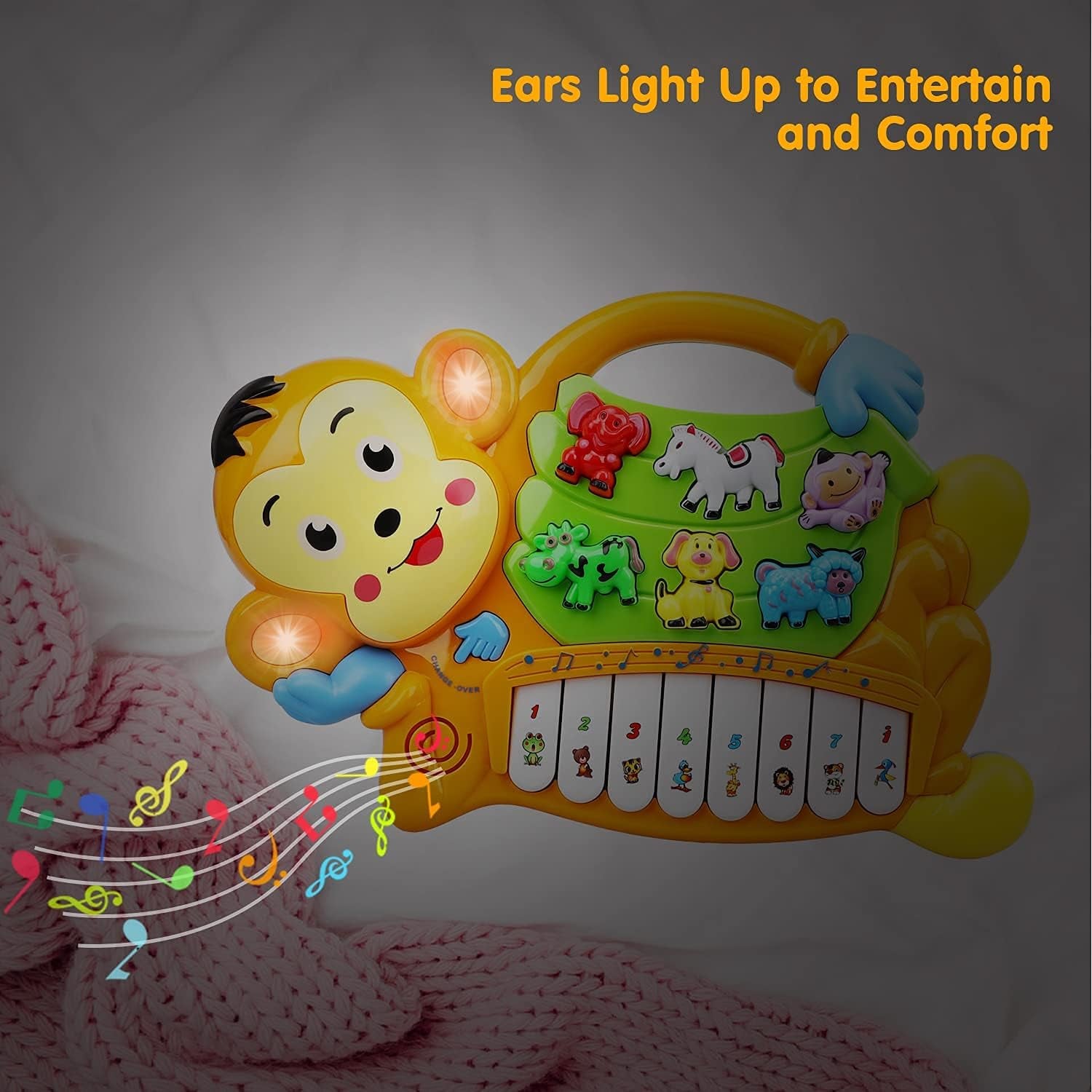 Baby Piano Toys 6 to 12 Months Light up Baby Musical Toys Early Learning Educational Baby Keyboard Infant Toys Baby Monkey Piano Boys Girls Toddlers Gifts 0 3 6 12 18 Months