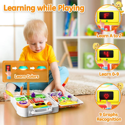 Montessori Toys for 1-3 Year Old Baby, Bilingual Busy Board for Toddlers 1-3, Educational Toddlers Toys for Ages 0-3, Birthday Gifts for 1+ Year Old, Developmental Baby Toy 12-36 Months