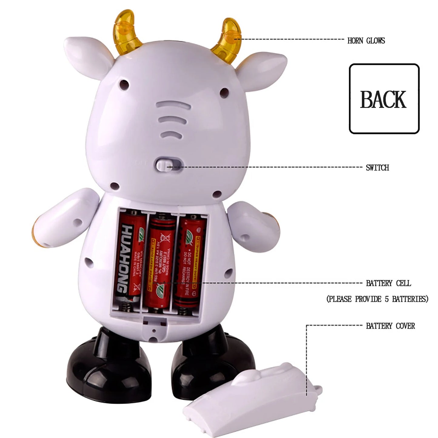 Dancing Cow Robot Toy with Light and Sound Guide Baby Crawling Educational Toy