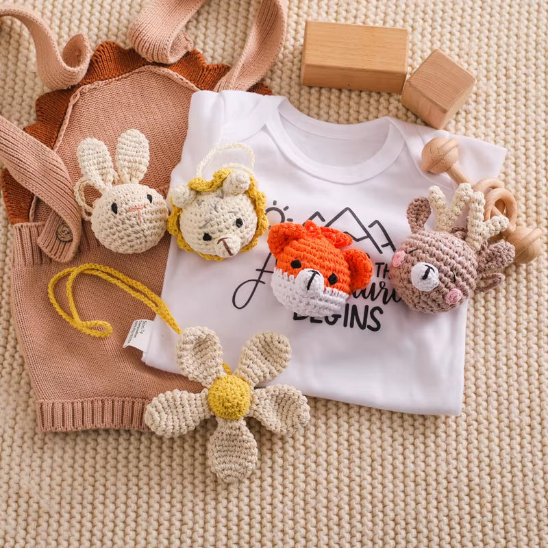 1Pc Baby Animal Crochet Rattle 0 12 Months Baby Toys Mother Kids Infant Teether Gym Hanging Mobile Pandants Montessori Baby Toys